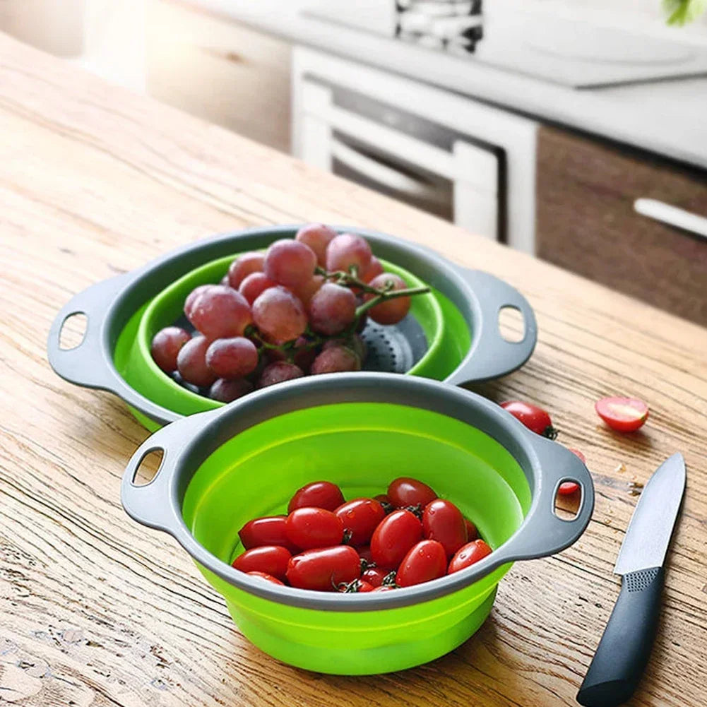 Silicone Folding Drain Basket - Collapsible Fruit & Vegetable Washing Basket