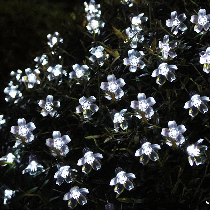 Solar Cherry Flower String Lights