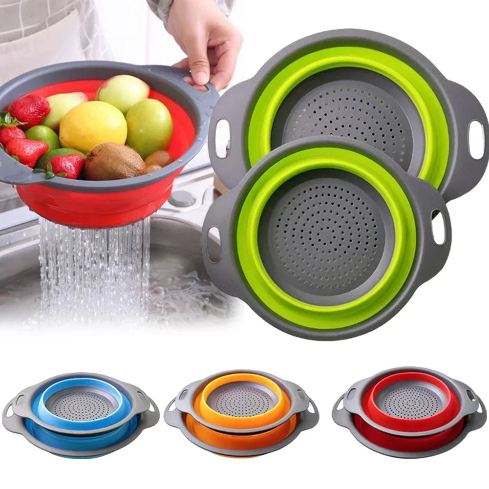 Silicone Folding Drain Basket - Collapsible Fruit & Vegetable Washing Basket