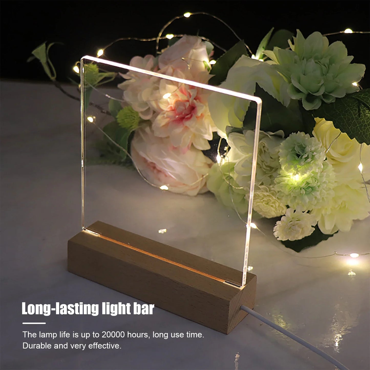 LED Wood Light Display Base – USB Wooden Stand for Crystal & Resin Art