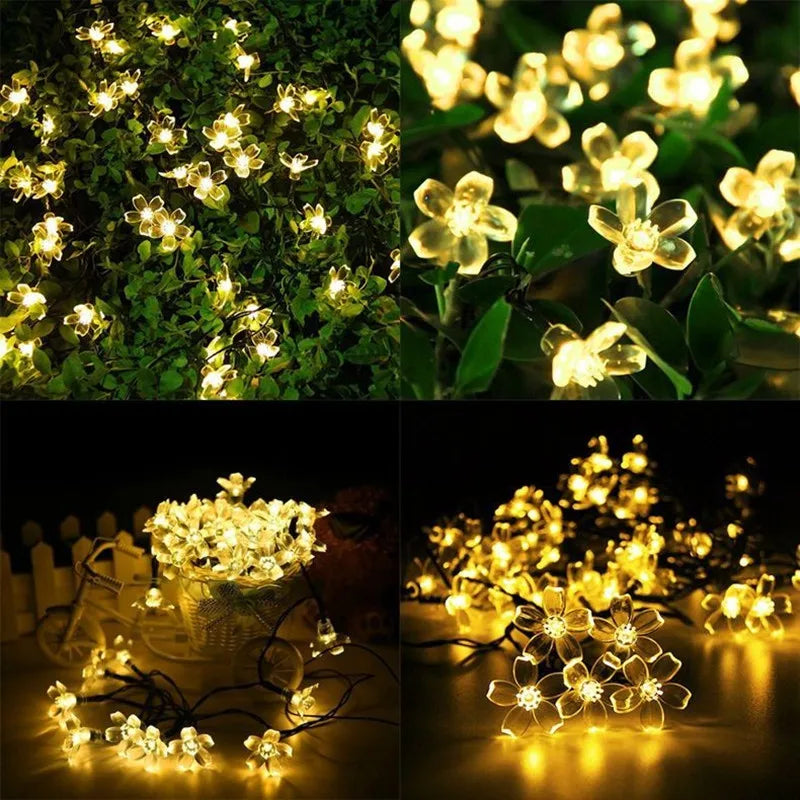 Solar Cherry Flower String Lights