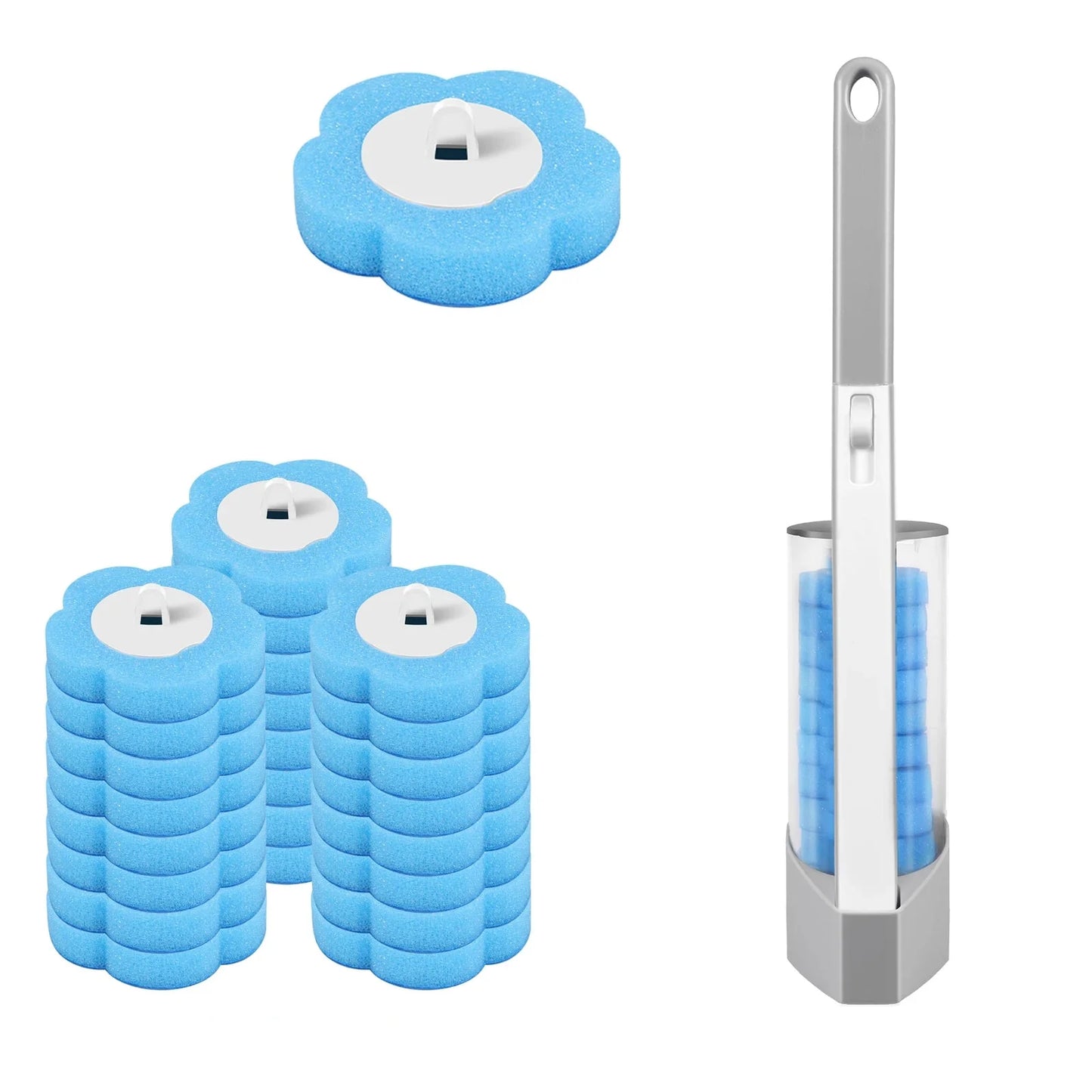 Toilet Wand Kit – 360° Cleaning Brush with 24 Disposable Heads