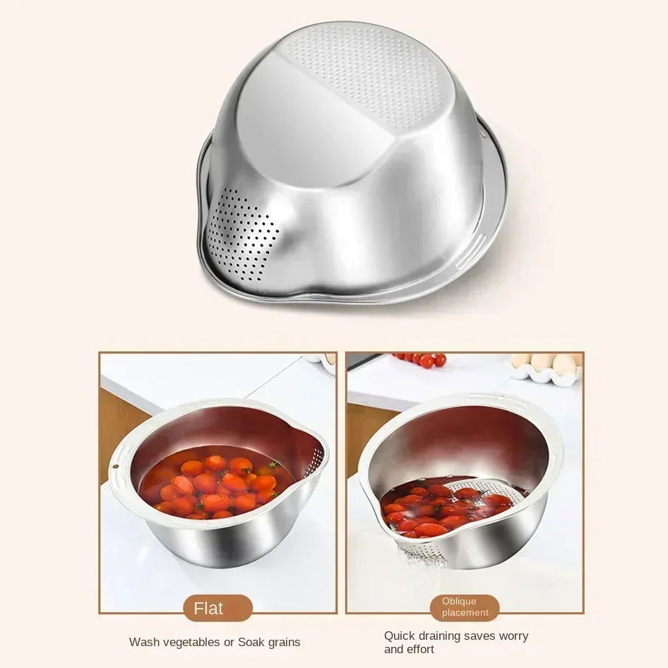 Stainless Steel Rice Washer & Strainer Bowl