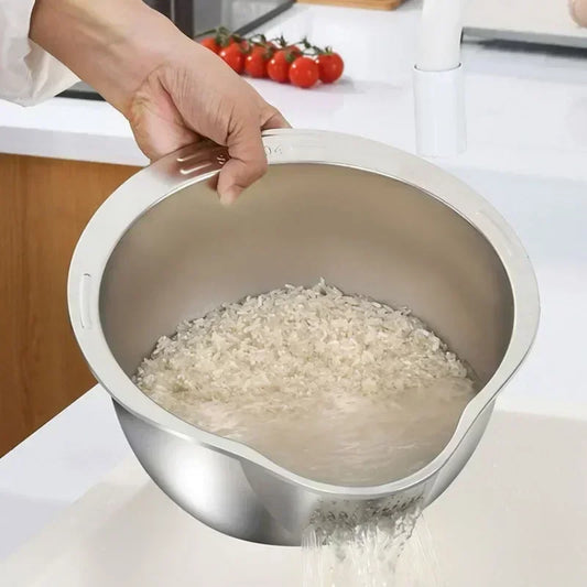 Stainless Steel Rice Washer & Strainer Bowl