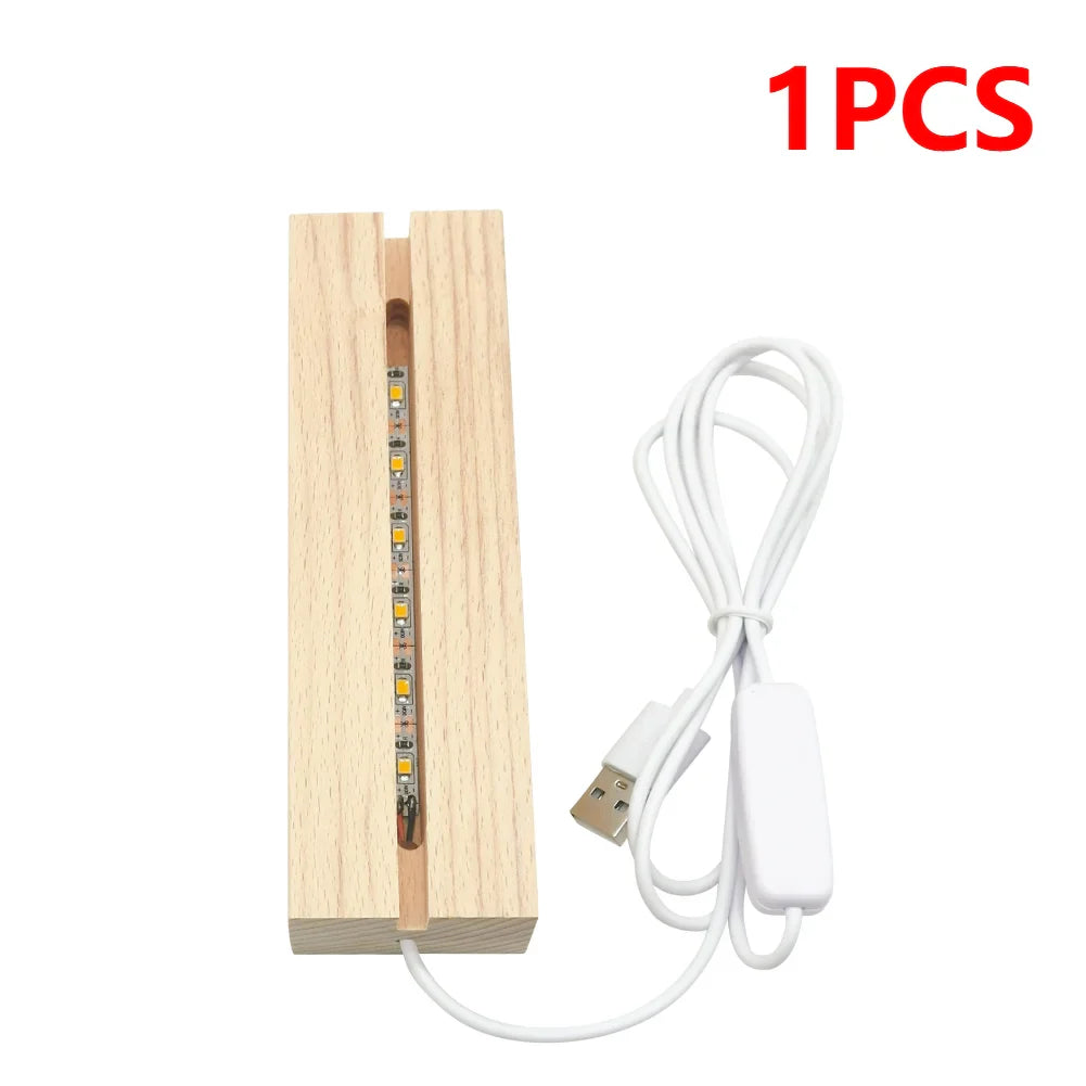 LED Wood Light Display Base – USB Wooden Stand for Crystal & Resin Art