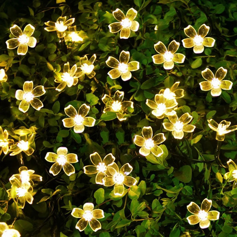 Solar Cherry Flower String Lights