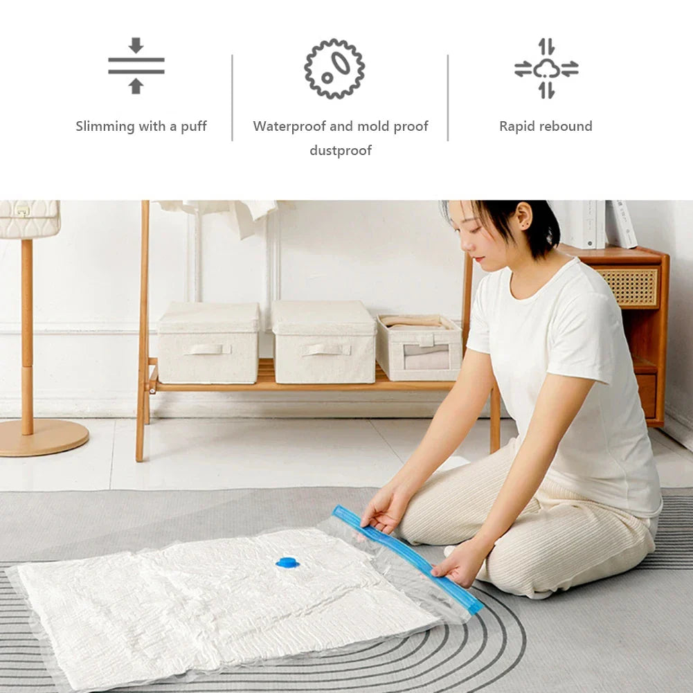 4PCS Reusable Vacuum Storage Bags with Hand Pump