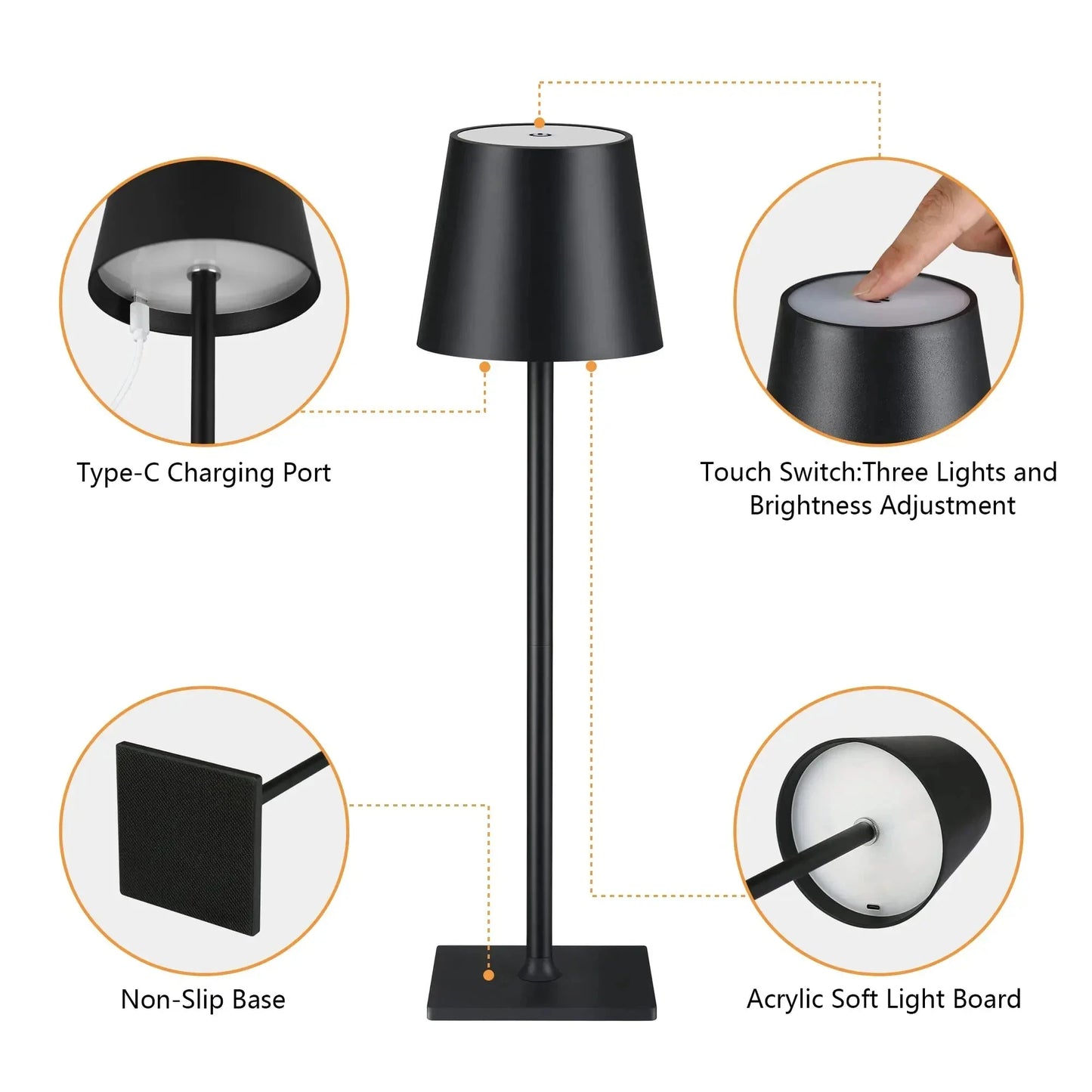 Wireless LED Table Lamp – Rechargeable Light with Touch Control