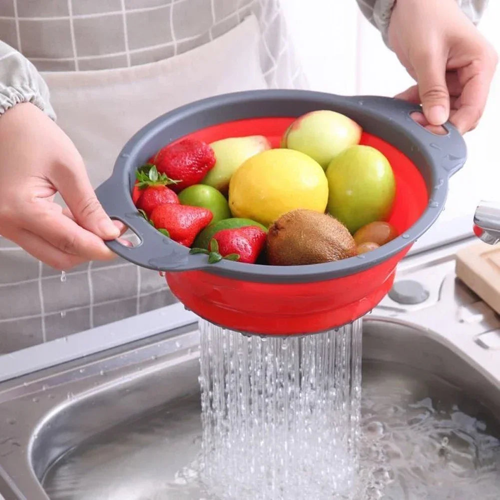 Silicone Folding Drain Basket - Collapsible Fruit & Vegetable Washing Basket