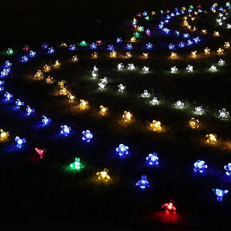 Solar Cherry Flower String Lights