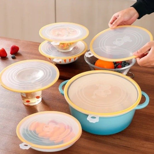 FlexiCover Silicone Stretch Lids with Hook – Reusable Food Covers