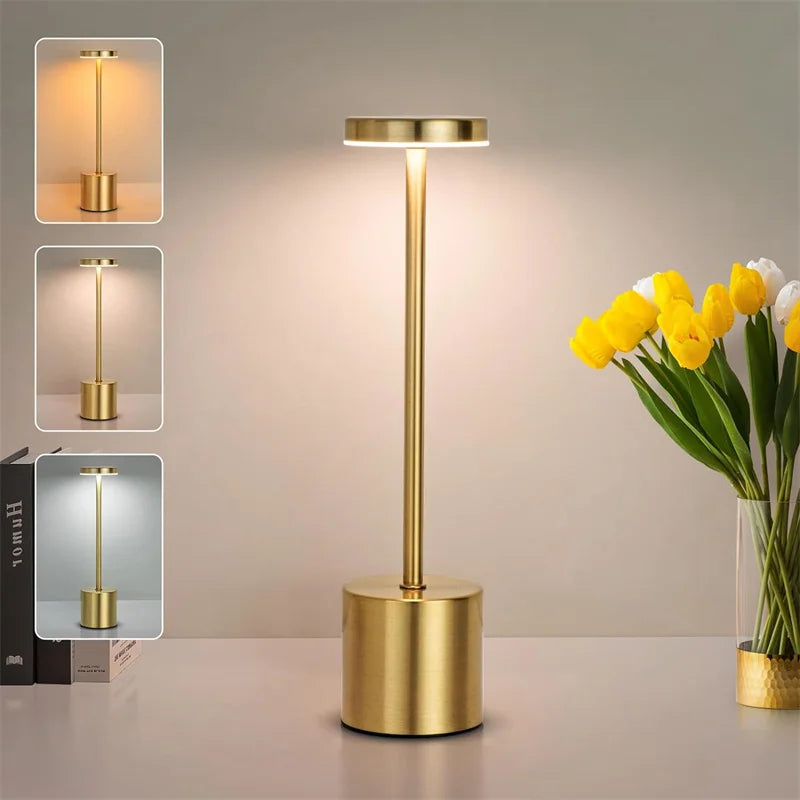 Classic Rechargeable Touch Table Lamp – Stepless Dimming & 3 Color Modes