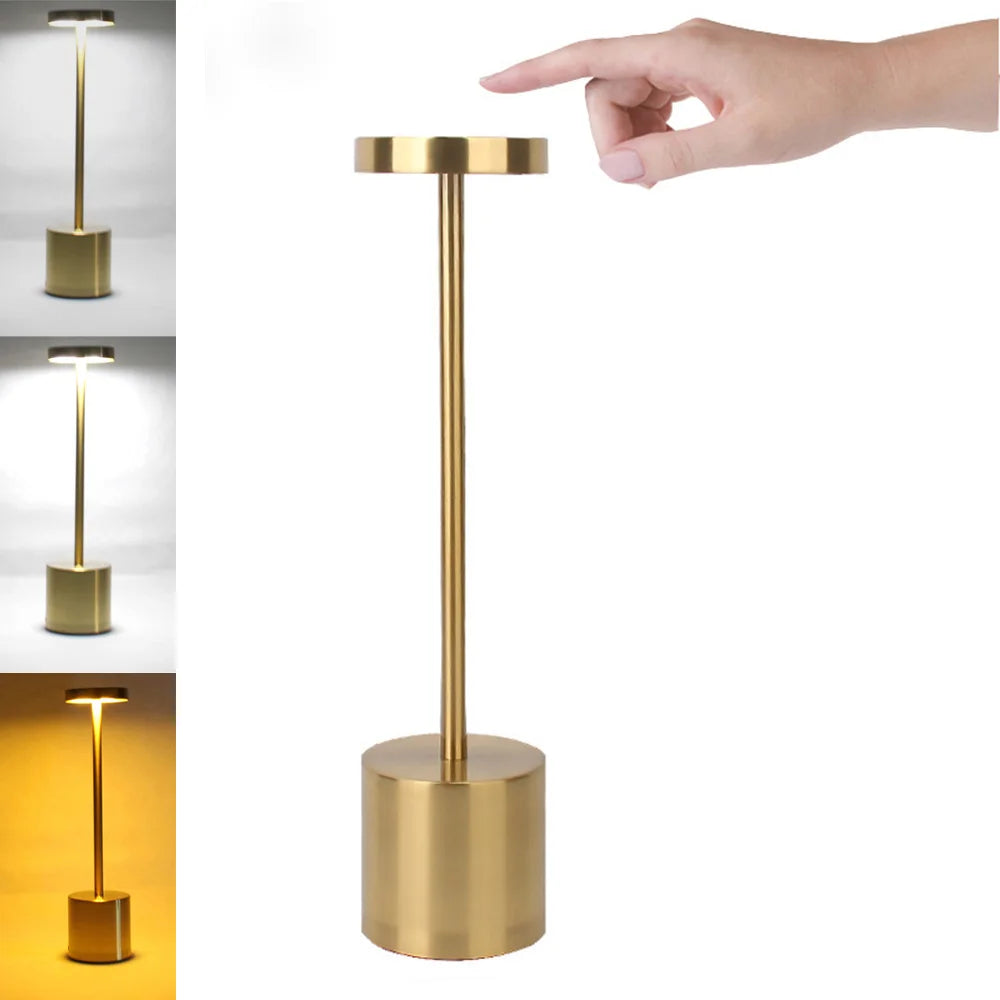 Classic Rechargeable Touch Table Lamp – Stepless Dimming & 3 Color Modes