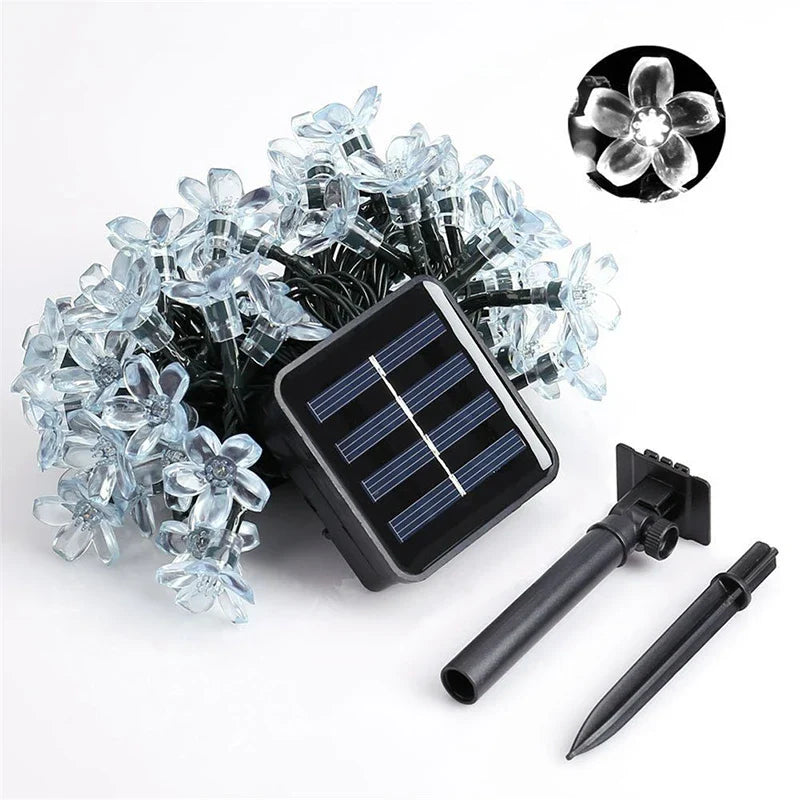 Solar Cherry Flower String Lights