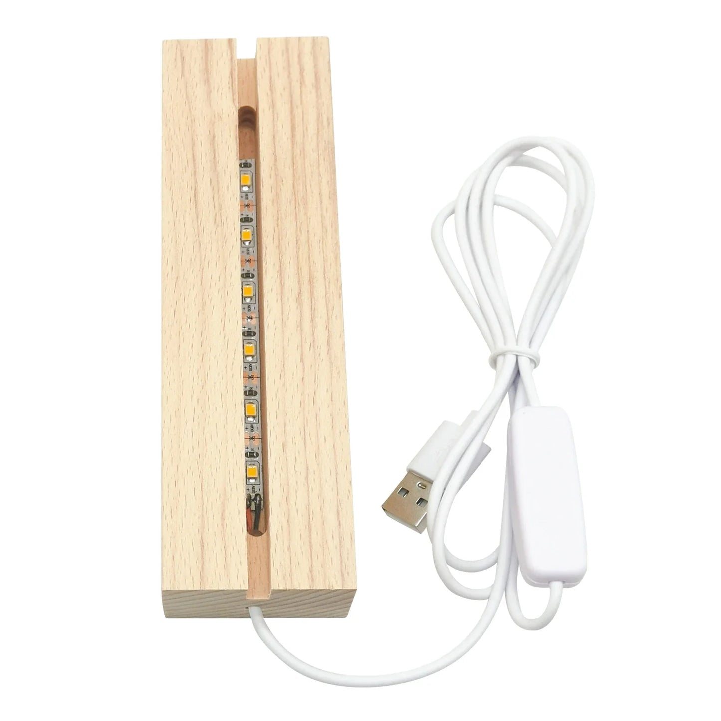 LED Wood Light Display Base – USB Wooden Stand for Crystal & Resin Art