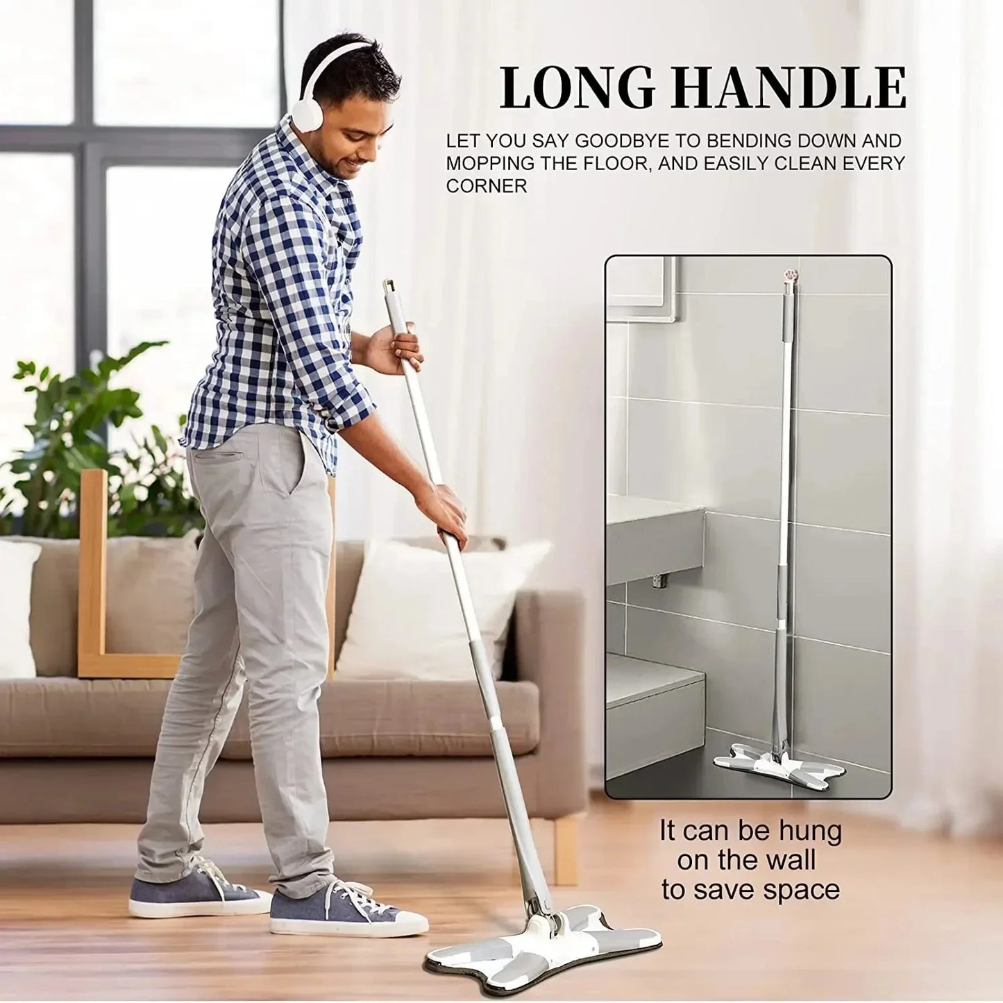 Self-Wringing Floor Mop with Replaceable Pads