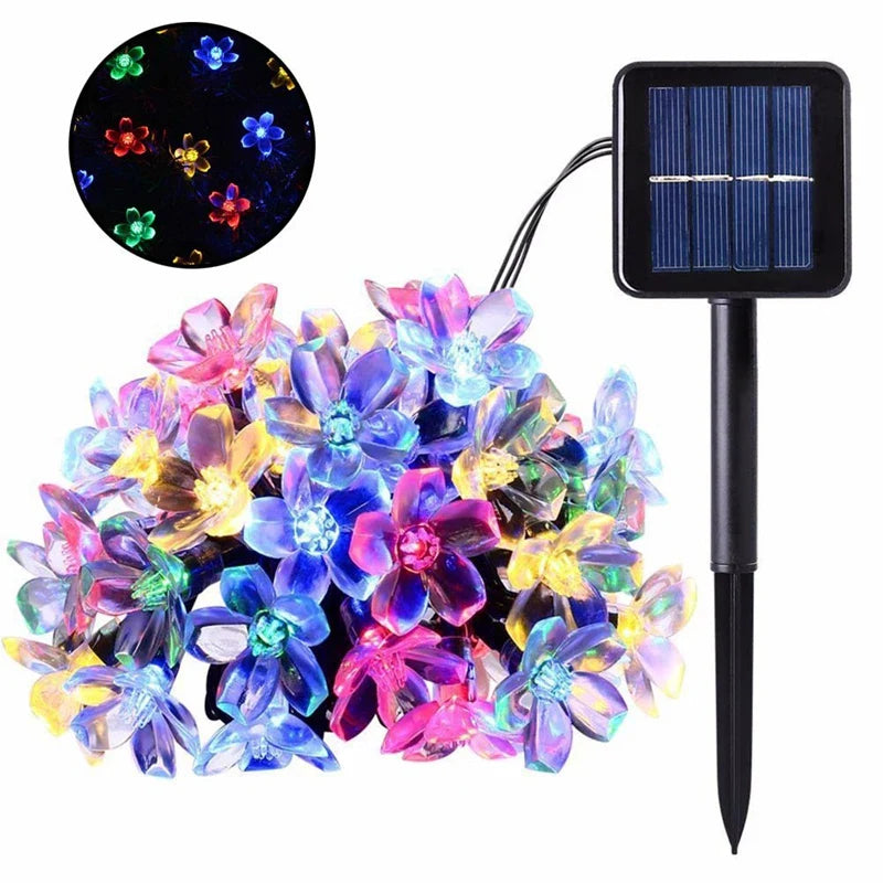 Solar Cherry Flower String Lights