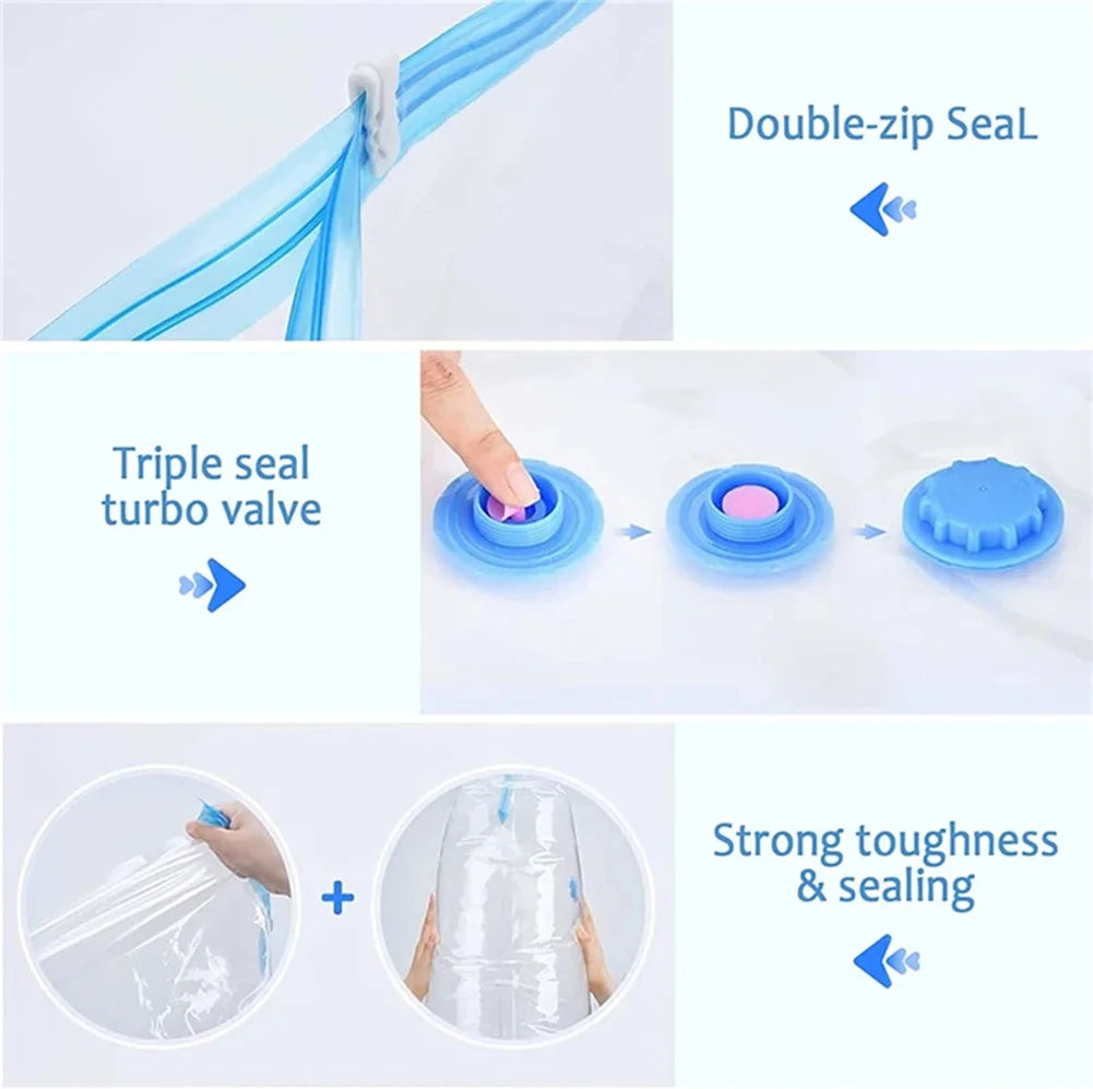 4PCS Reusable Vacuum Storage Bags with Hand Pump