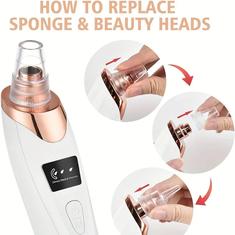 Blackhead Remover Pore Vacuum - 5 Suction Modes USB Rechargeable Facial Pore Cleaner Kit