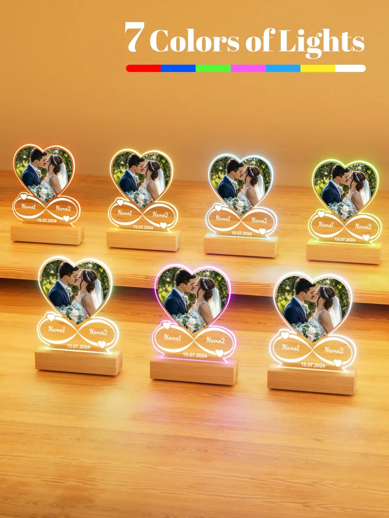 Personalized Acrylic Heart Photo Frame for Couples