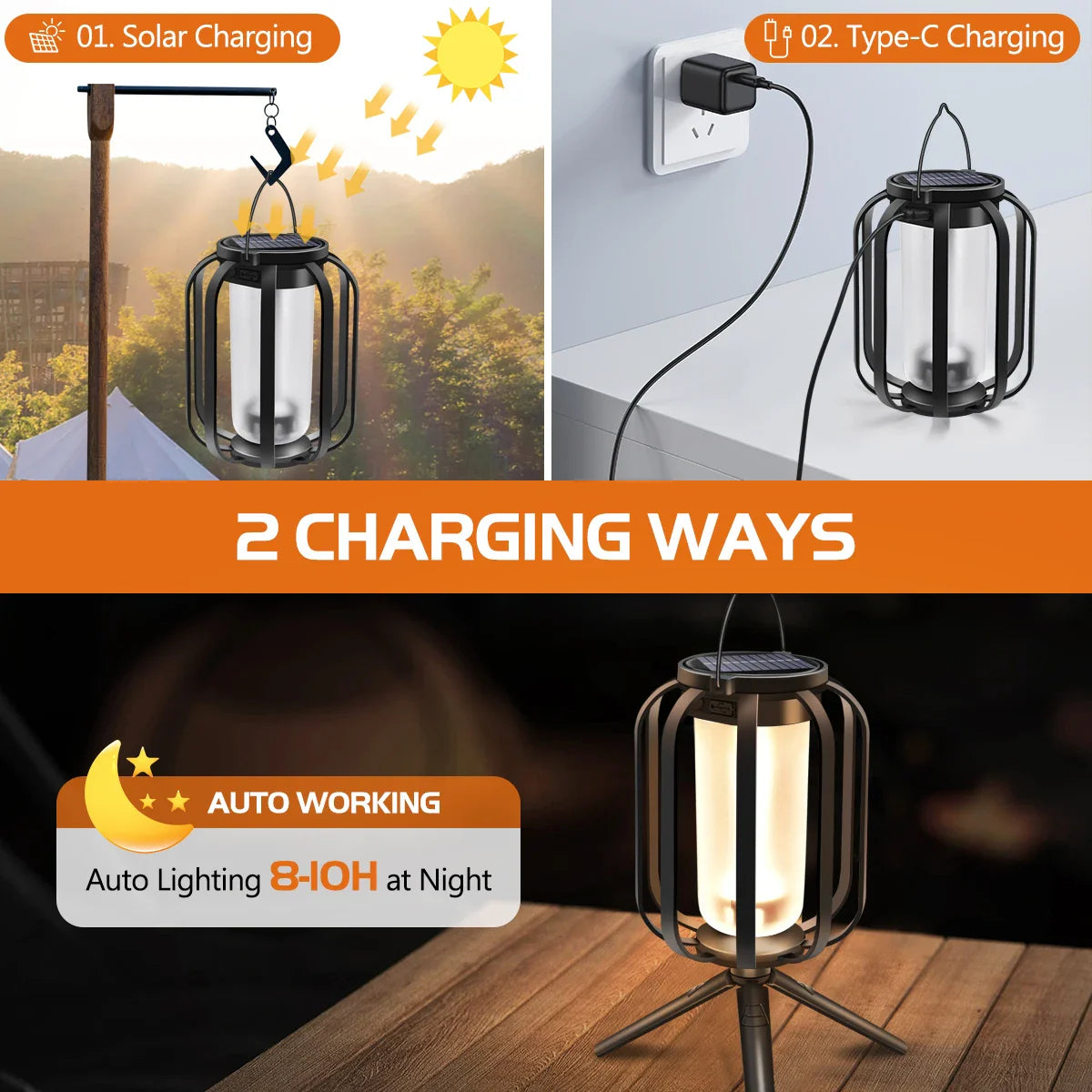 Solar Hanging Lantern with 4 Lighting Modes